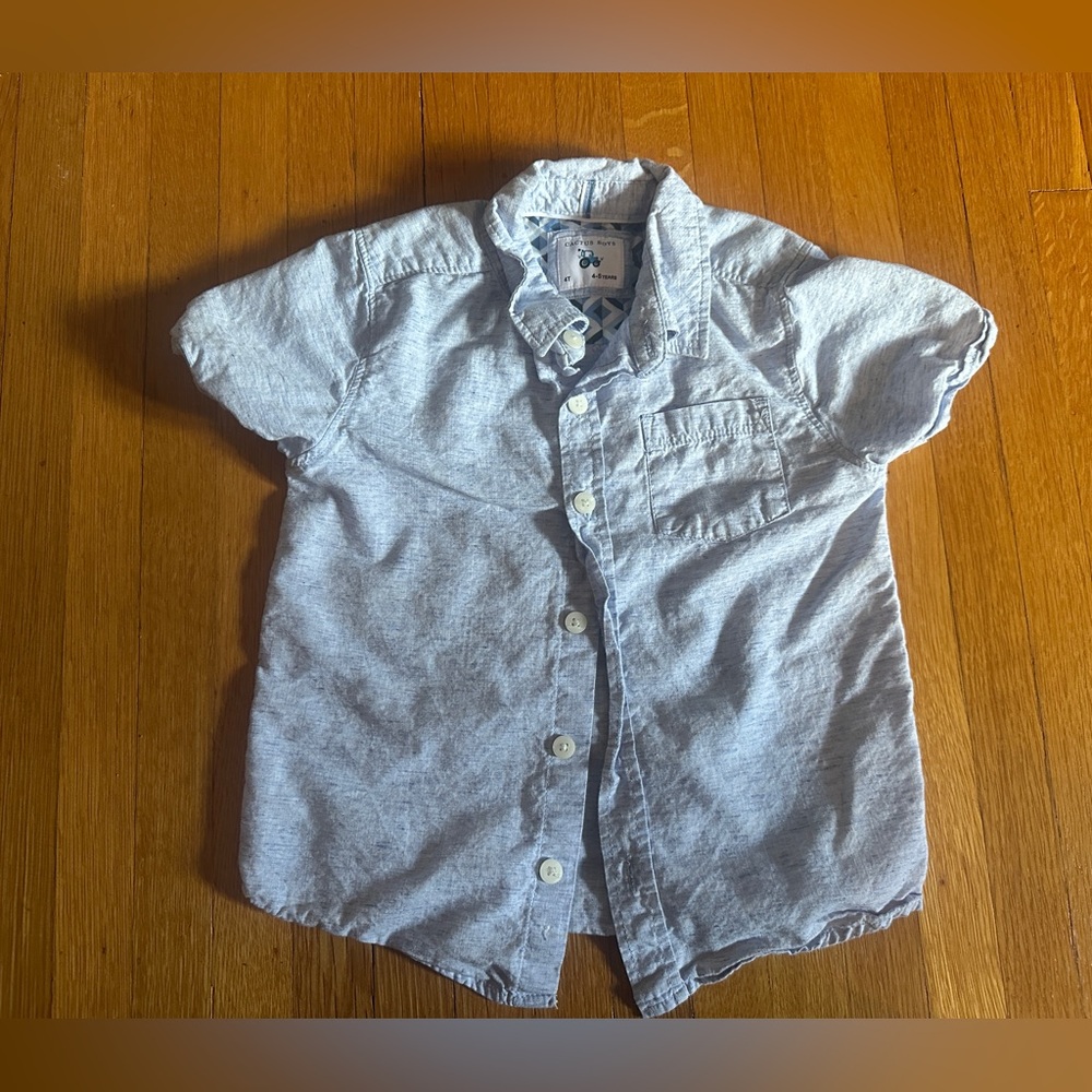 Cactus Boys Cotton Blend Button Up Beach Shirt, Size 4T